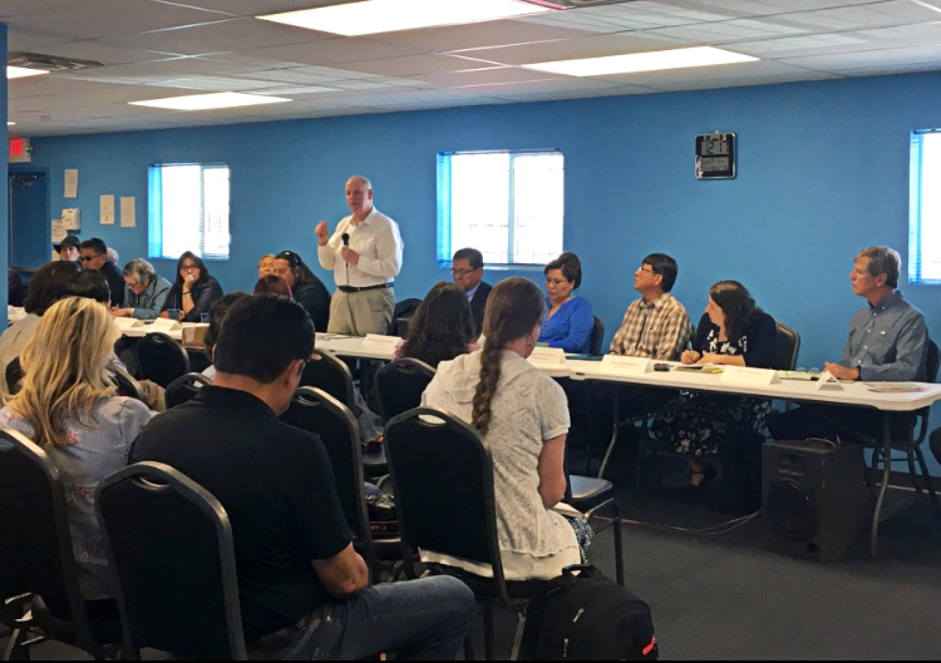 Arizona Congressman Tom O’Halleran addresses attendees at the second annual Uranium Town Hall meeting held May 30.