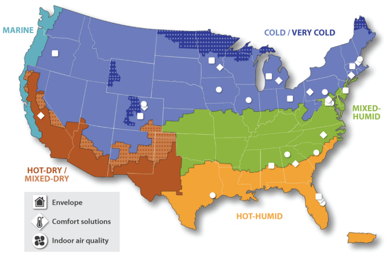 Map shows climates throughout the country.