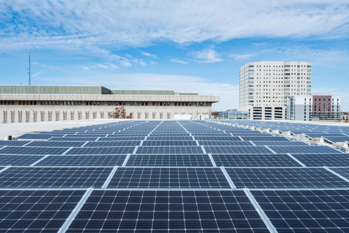 PV panels atop the Tulsa Central Library