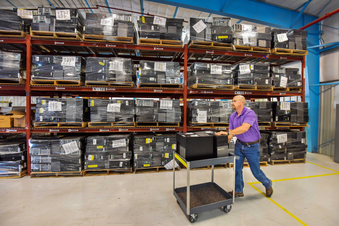 Supply chain team lead Michael Somuk prepares for Sandia National Laboratories’ annual K-12 Computer Donation Event. More than 40 New Mexico schools are expected to participate this year.