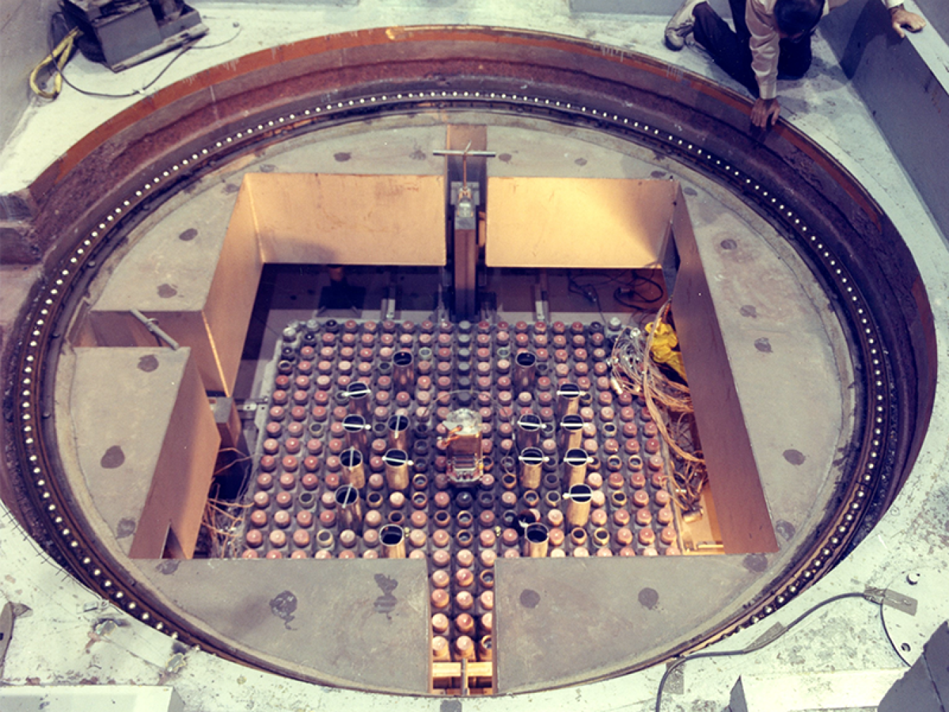 A view of a test reactor fuel core.