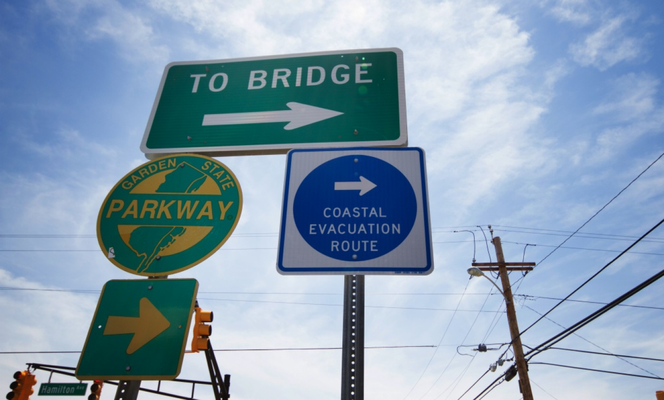 Evacuation route signs from FEMA