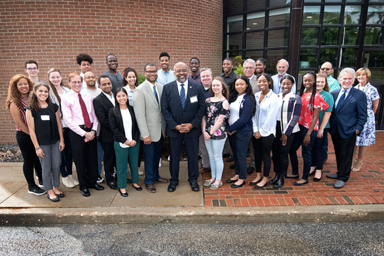 20 students came to Brookhaven Lab for a new scientific computing skills-building program funded by the National Science Foundation (NSF) and managed by LeRoy Jones (center), program director of NSF's Division of Human Resource Development. 