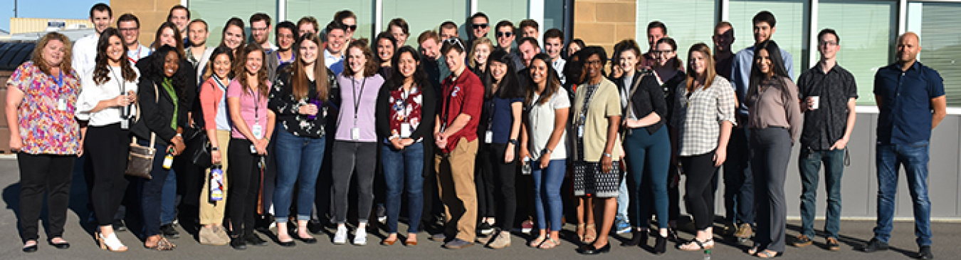 WRPS summer interns assemble during their Hanford Site tour in June. The group visited the Cold Test Facility, a test site for new & innovative technologies used to safely remove radioactive & chemical waste from Hanford’s 177 underground storage tanks.