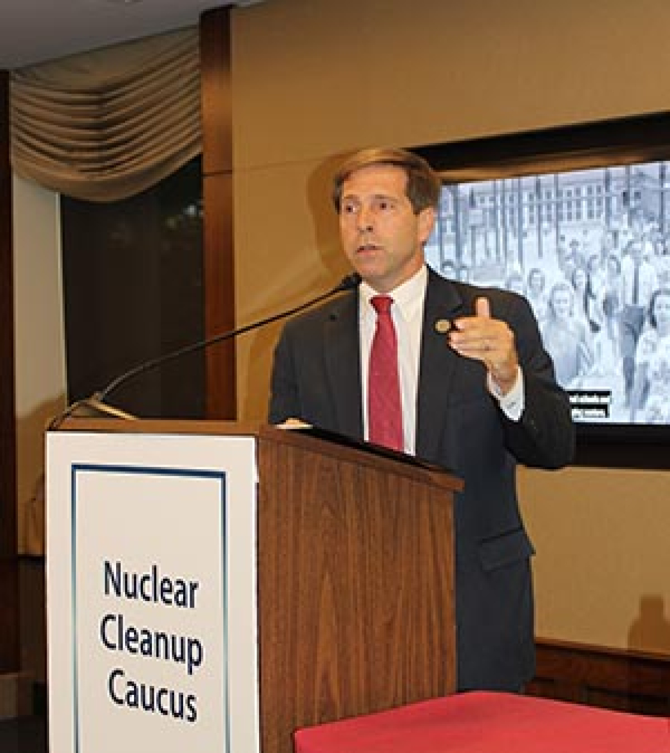 Rep. Chuck Fleischmann of Tennessee, chair of the House Nuclear Cleanup Caucus, speaks prior to the panel discussion.