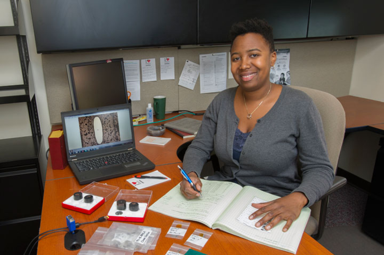 Along with scientists at Brookhaven's Nuclear Science and Technology Department, Trishelle Copeland-Johnson is researching ways to improve materials that can prevent potential disasters at nuclear reactors.