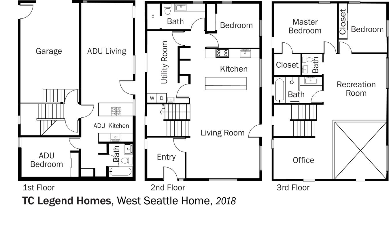 DOE Tour of Zero: West Seattle Home by TC Legend Homes floorplans.