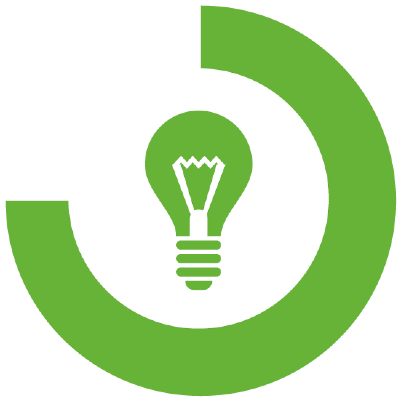 Lightbulb illustrating 75%.