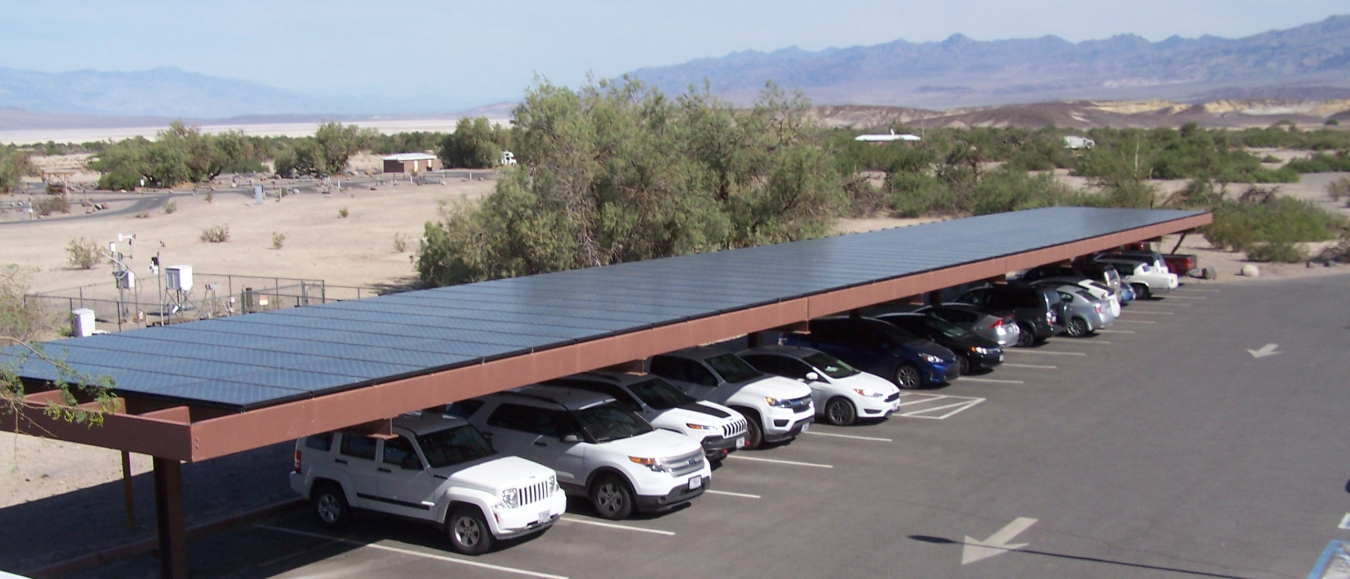 PV panels on the top of parking covers.