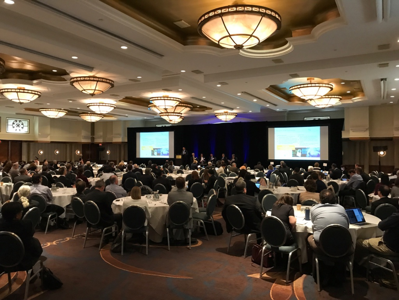 Picture of the Sheraton Pentagon City ballroom at the Grid Modernization Initiative Peer Review.