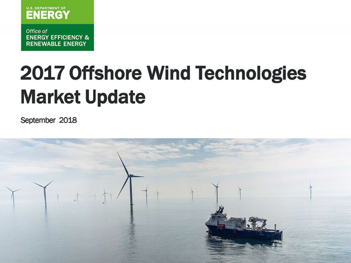 Cover of the 2017 Offshore Wind Technologies Market Update, updated September 2018.