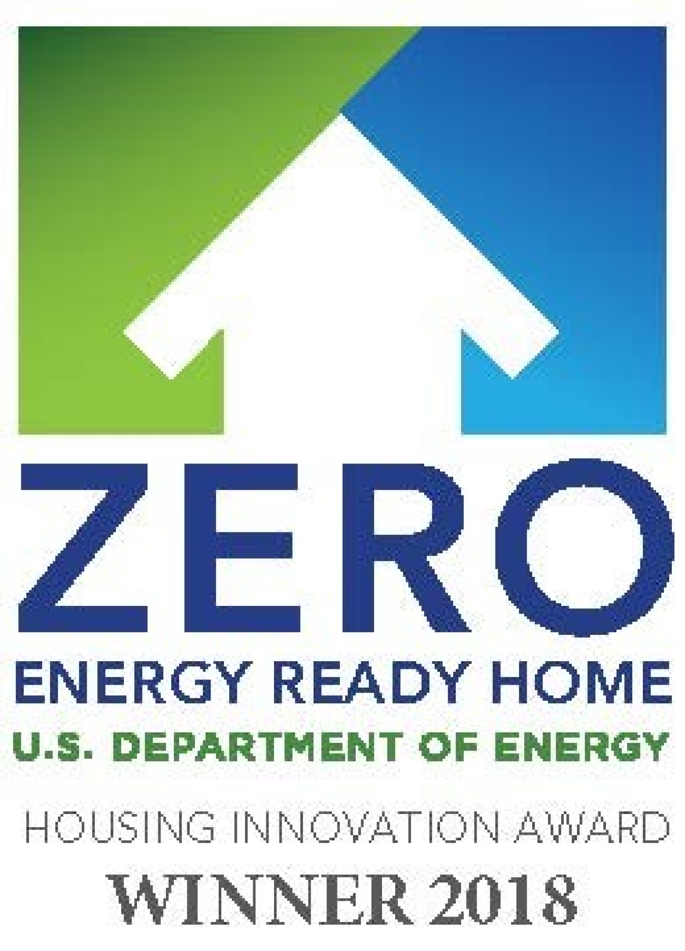 Zero Energy Ready Home logo, with 2018 Housing Innovation Award winner designation.