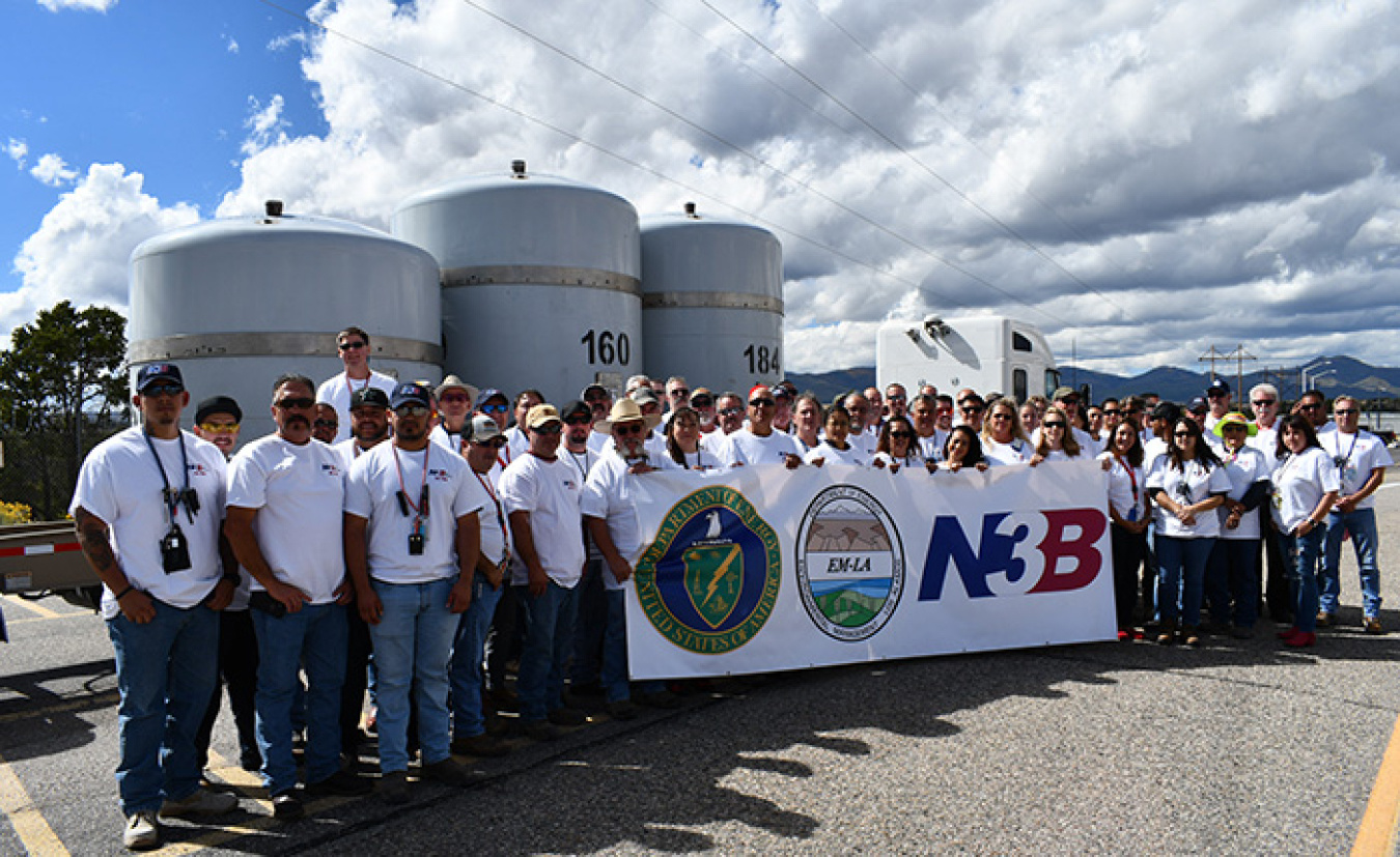 The waste management teams for the EM Los Alamos Field Office and N3B gathered to mark the completion of the first waste shipment from Technical Area 54’s Area G at Los Alamos National Laboratory to the WIPP since WIPP resumed operations in January 2017.