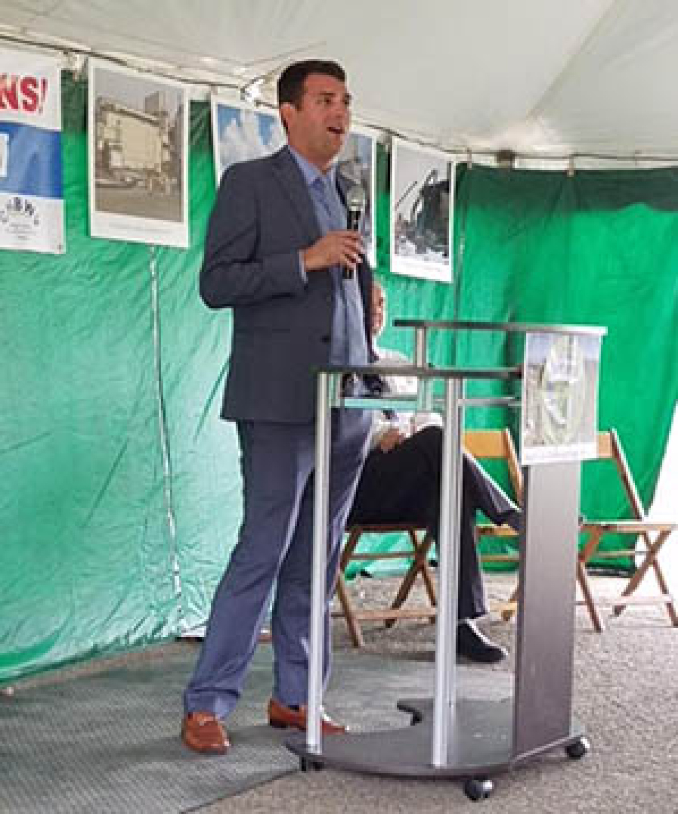 EM Senior Advisor Taylor Playforth speaks to employees and guests at last week’s celebration at the West Valley Demonstration Project Site.