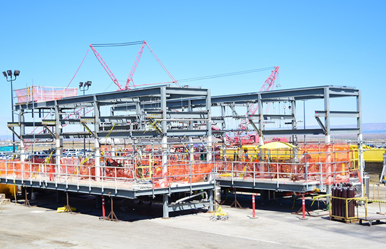Two 40-ton process cell pipe racks for the Effluent Management Facility