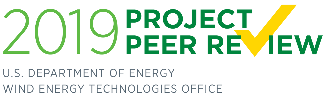 Banner that reads '2019 Project Peer Review: U.S. Department of Energy Efficiency, Wind Energy Technologies Office.'