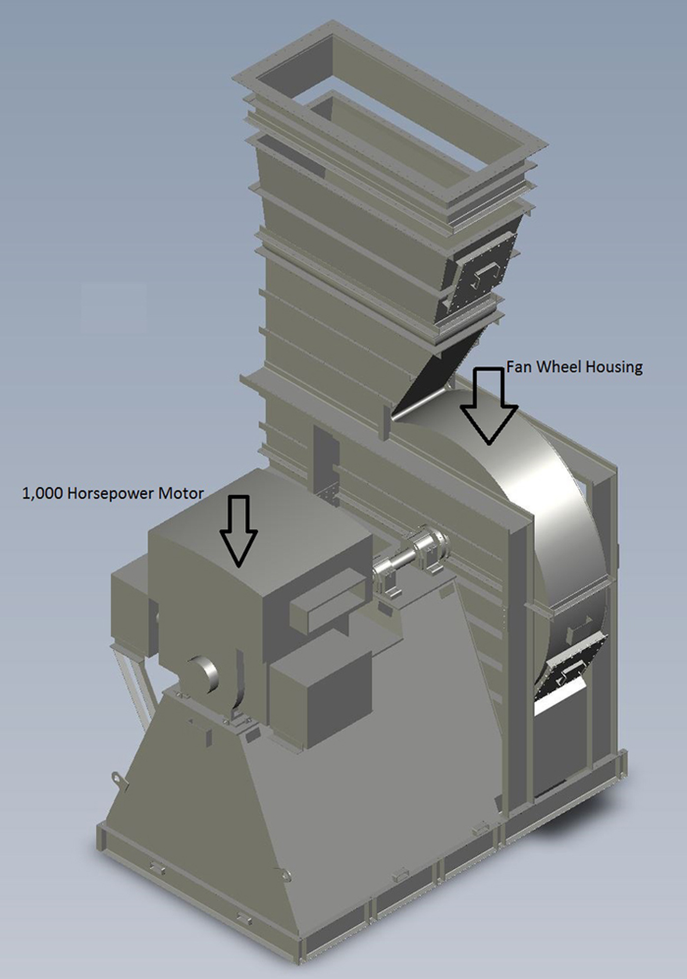 A rendering of one of six fans that are part of the Waste Isolation Pilot Plant's new ventilation system.