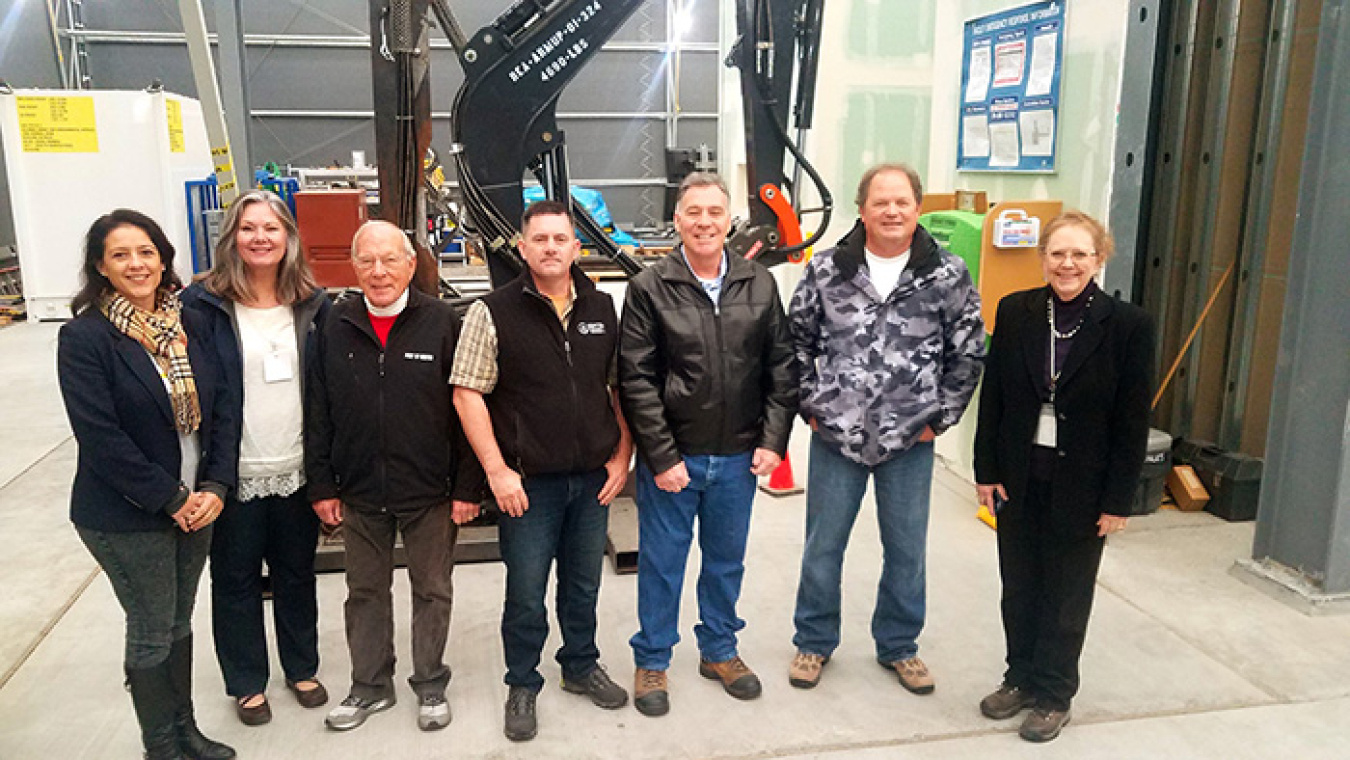 Members of Hanford Communities gather at the 324 Building Disposition Project mock-up.