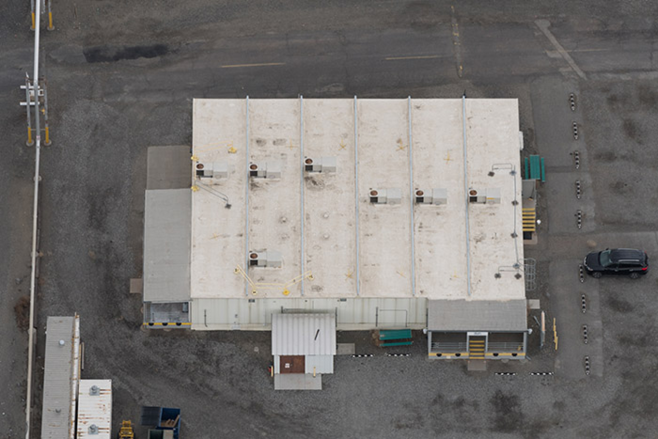 High-resolution aerial photographs allowed EM Richland Operations office contractor Mission Support Alliance to inspect the condition of roofs on the Hanford Site and identify potential hazards, eliminating the need for workers to walk on them.
