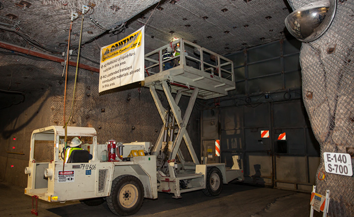 Crews completed repairs to an air line for underground airlock doors on the primary route for waste emplacement during a planned maintenance outage.