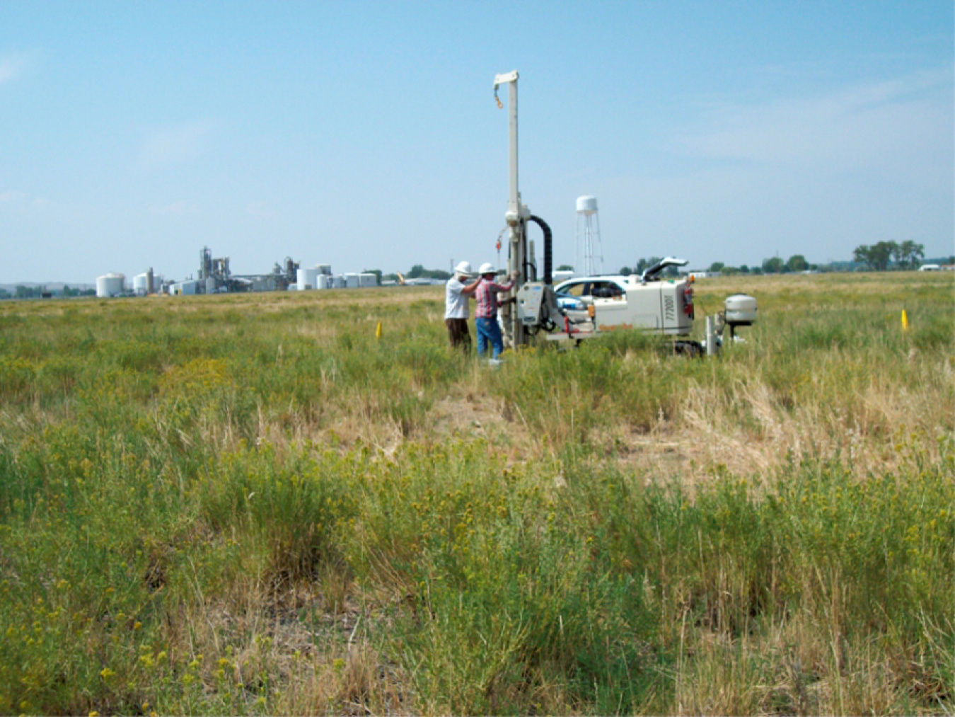 The field team drills at the former Riverton processing site.