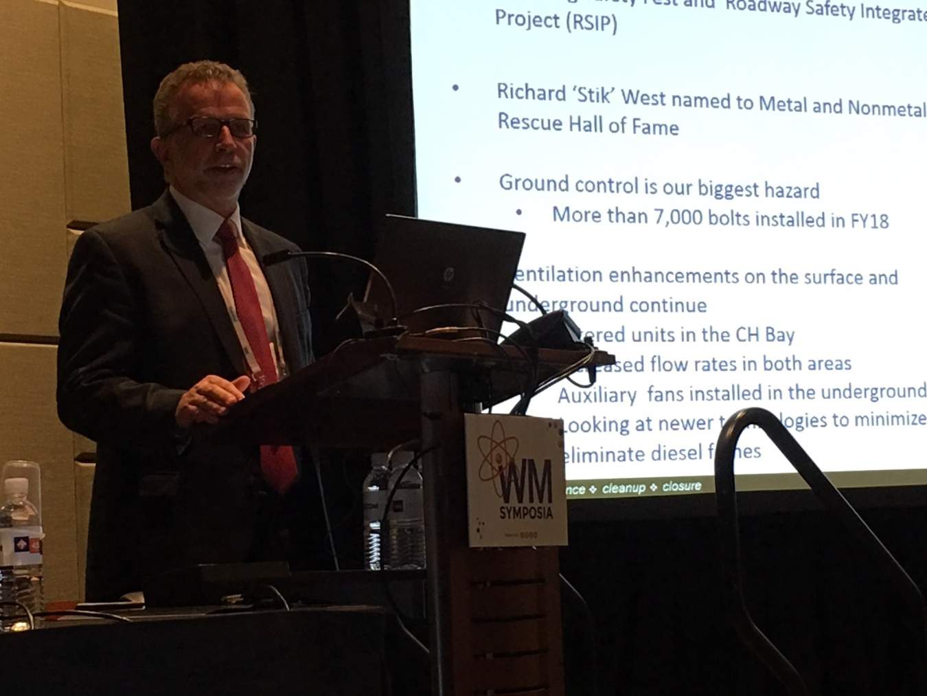Bruce Covert, President and Project Manager of Nuclear Waste Partnership, discussed infrastructure improvements and other key activities at WIPP during panel discussions at the 2019 Waste Management Symposia.