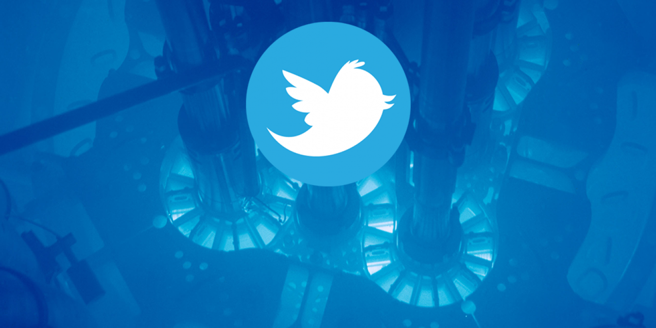 blue picture inside a reactor with a twitter logo