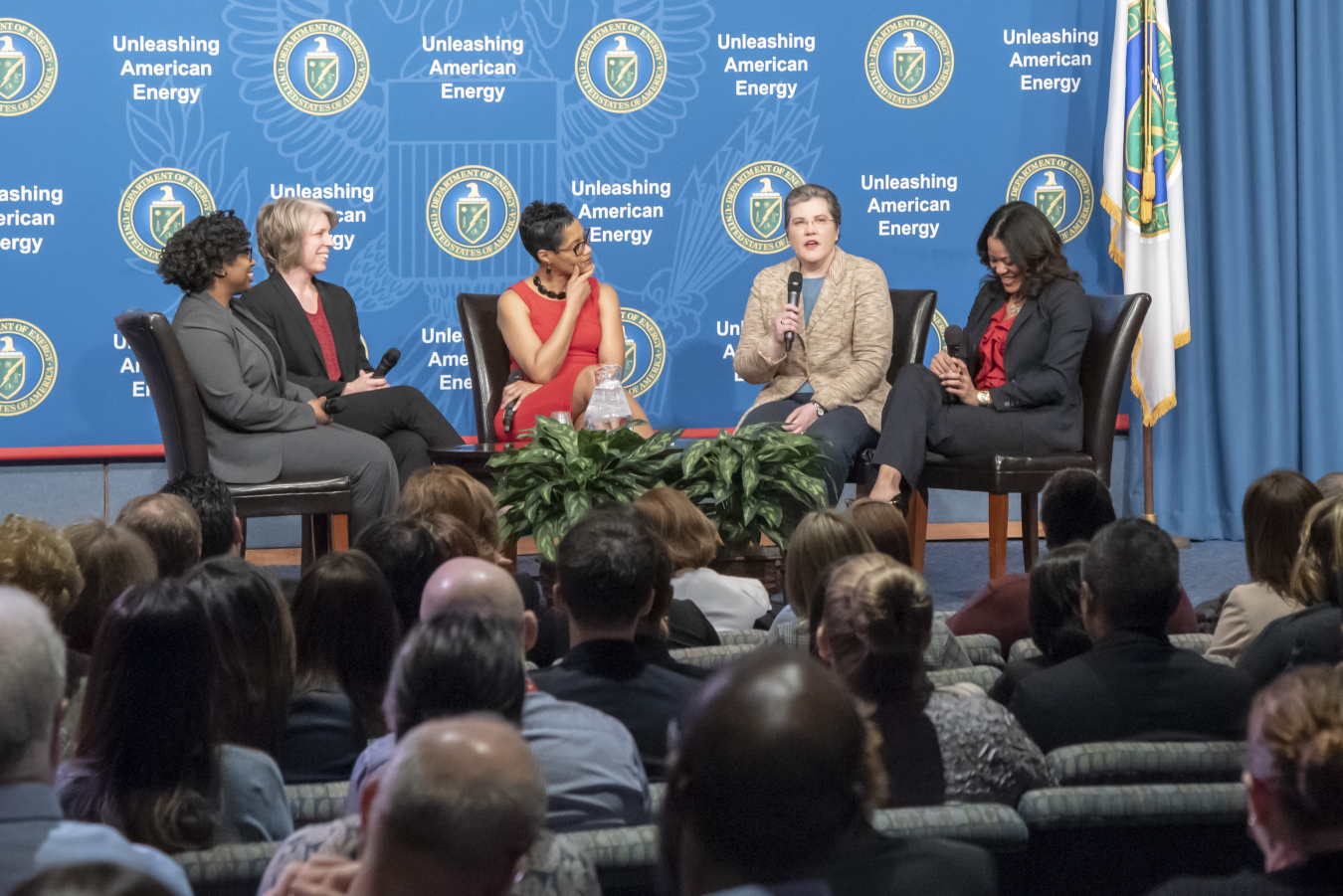 Michele Smith and interagency colleagues participated in a panel discussion at the DOE/NNSA Women’s History Month event.