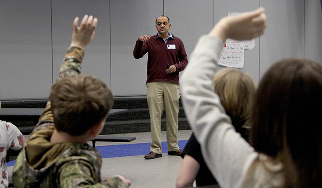 As part of Hanford Engineers Week, Washington River Protection Solutions Chief Engineer Karthik Subramanian visited third-graders at Richland’s Marcus Whitman Elementary to teach them about the importance of engineering.