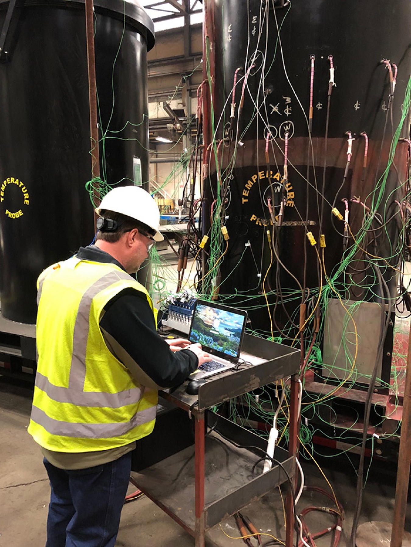 Thermal testing for the immobilized low-activity waste transporter system included heating a mock glass container to simulate the temperature of a container when leaving the Hanford Waste Treatment and Immobilization Plant.