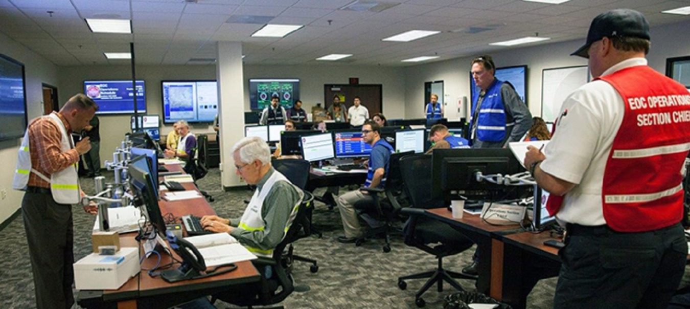 Participants in an emergency response drill use the Waste Isolation Pilot Plant's Emergency Operations Center.