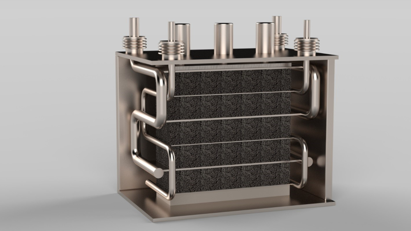 Thermal energy storage heat exchanger rendering