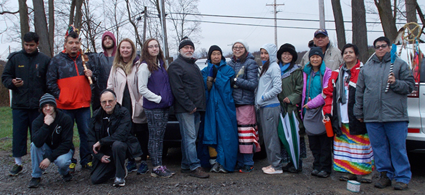 Members of the Seneca Nation of Indians and others in the local community gather for a sunrise ceremony at the West Valley Demonstration Project to celebrate Earth Day.