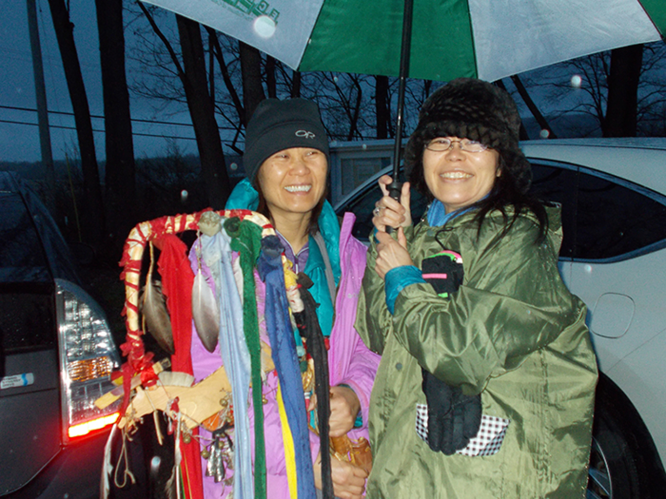 Jun Son, left, and Irene Ayumi participated in Earth Day events held by the Seneca Nation of Indians.