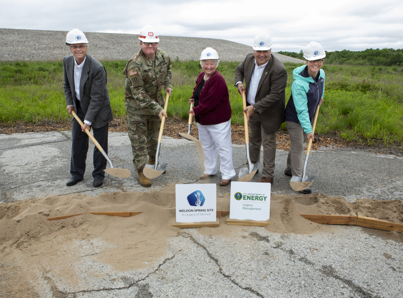Ceremony speakers at the groundbreaking for the new Weldon Spring Interpretive Center.