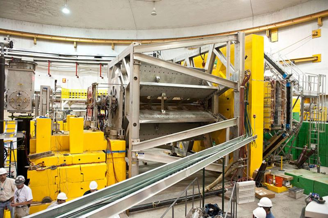 Engineers installed the Q-weak apparatus, shown here, in the Hall for the experimental run, which concluded in 2012.