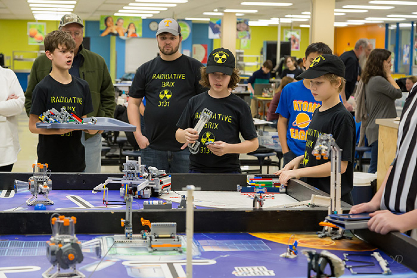 The UCOR grants fund a variety of projects. Here, a team of students from Jefferson Middle School in Oak Ridge take part in a robotics challenge.