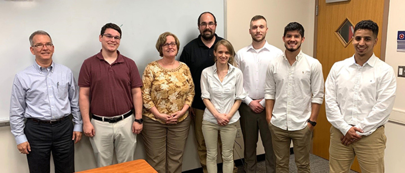 Left to right, Savannah River Remediation mentors David Burke, Ian Wright, Susan Lawson, and William Spurlin; and University of South Carolina-Aiken students Elizabeth Rustad, Jacob Barr, Daniel Orillac-Medica, and Yasser Alzahrani.