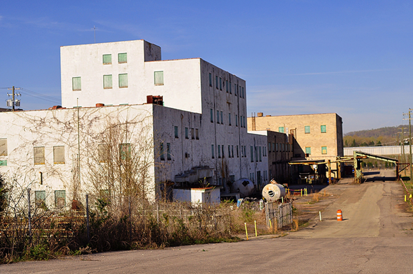 A view of the final two Poplar Creek structures before demolition.