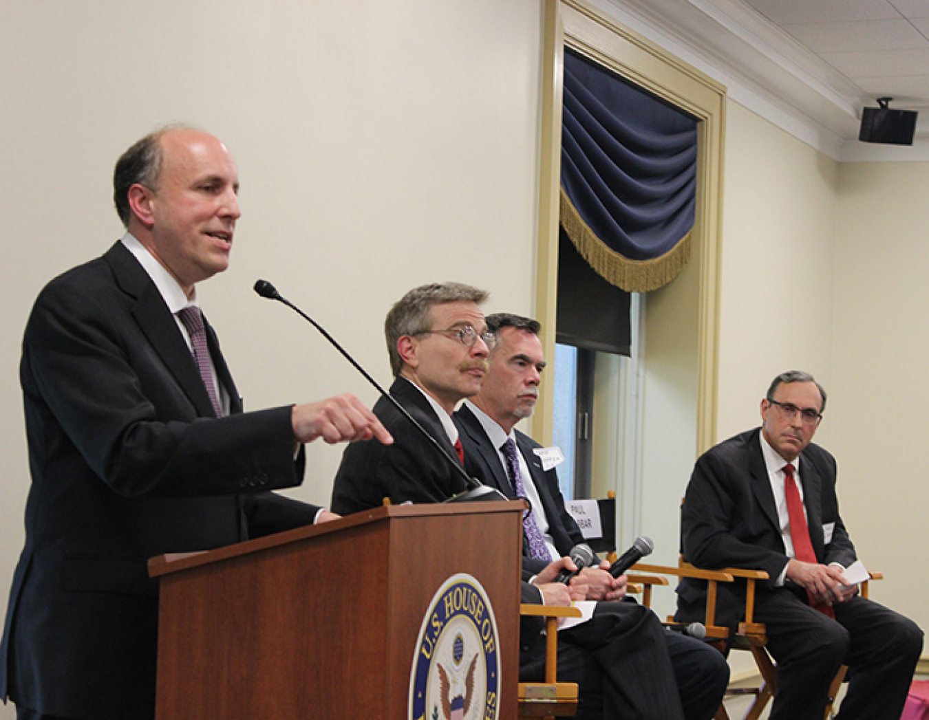 DOE Under Secretary for Science Paul Dabbar addresses the audience during last week’s panel discussion for the House Nuclear Cleanup Caucus.
