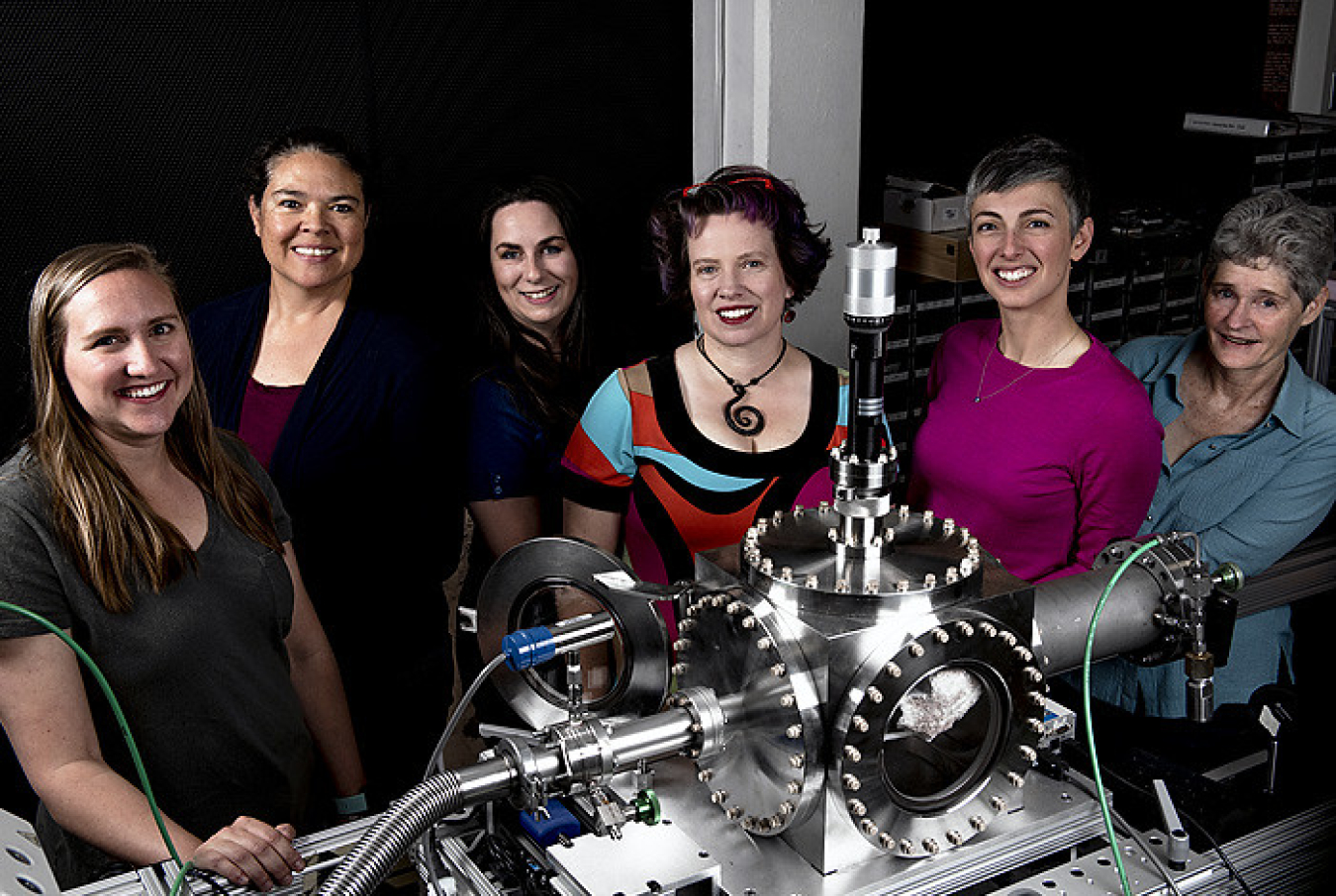 Members of Los Alamos National Laboratory’s ChemCam Engineering Operations team. From left to right: Suzi Montano, Adriana Reyes-Newell, Roberta Beal, Lisa Danielson, Nina Lanza, and Cindy Little.