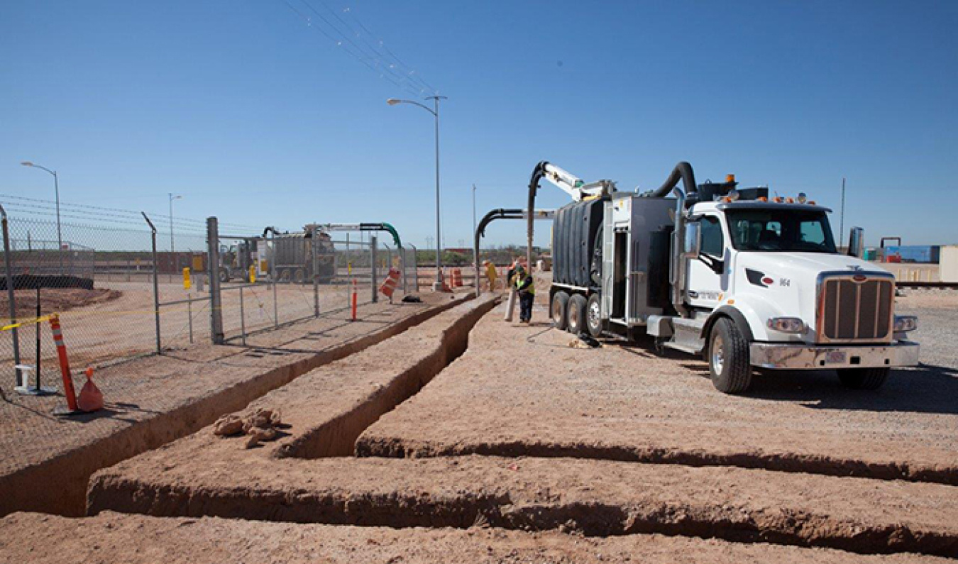 Crews have been busy at the Waste Isolation Pilot Plant (WIPP), creating trenches for power, water, and sewer to multiple projects.