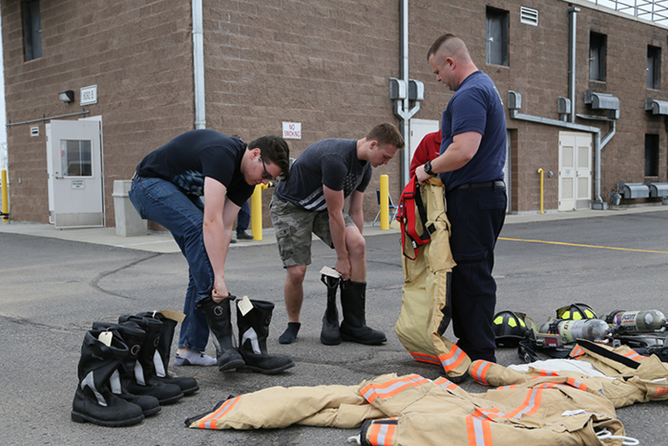 The Hanford Fire Department provided an overview of fire response and training and walked students through the building at HAMMER where the firefighters practice techniques.