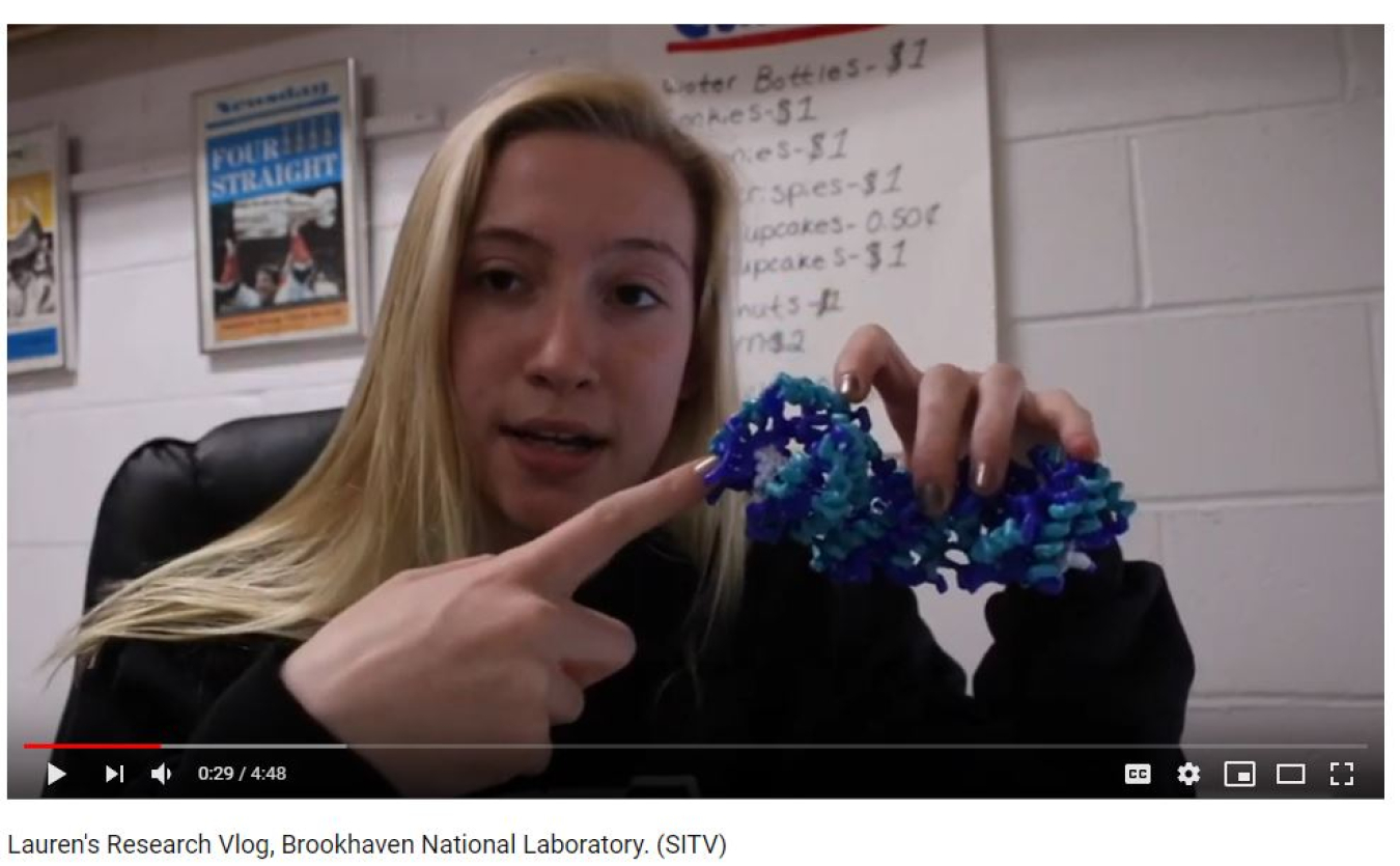 Lauren, High School Student from NY, explains her research in the BNL SPARK program.