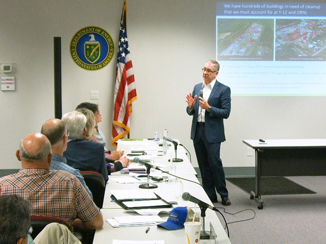 Oak Ridge Office of EM (OREM) Manager Jay Mullis speaks to the Oak Ridge Site Specific Advisory Board at its June meeting about OREM’s near-term plans and the path for Oak Ridge’s future cleanup.