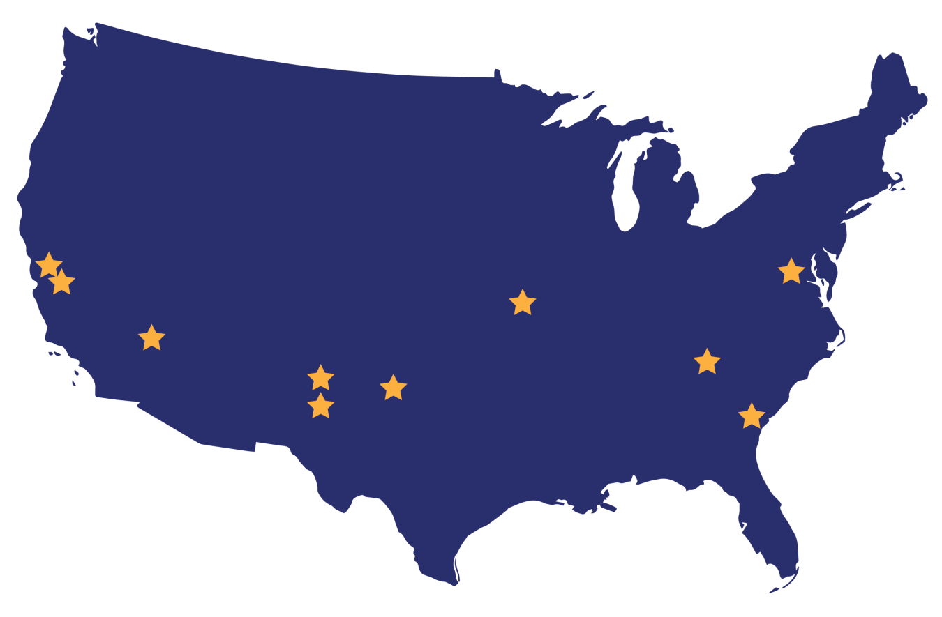 NNSA location map with stars
