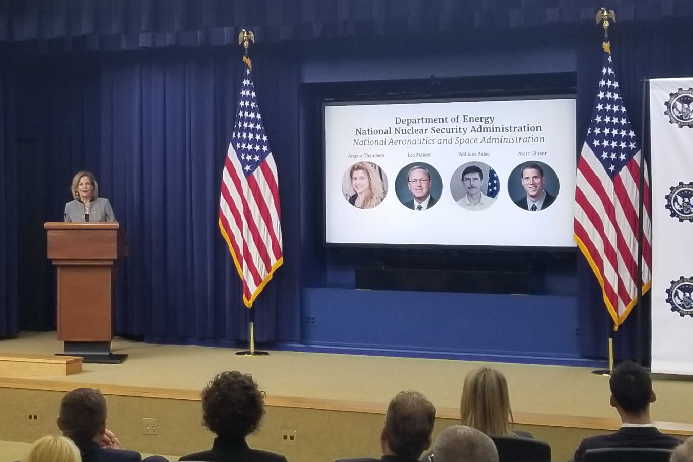 NNSA Administrator Lisa E. Gordon-Hagerty speaks at the ceremony honoring the Gears of Government President’s Award winners.