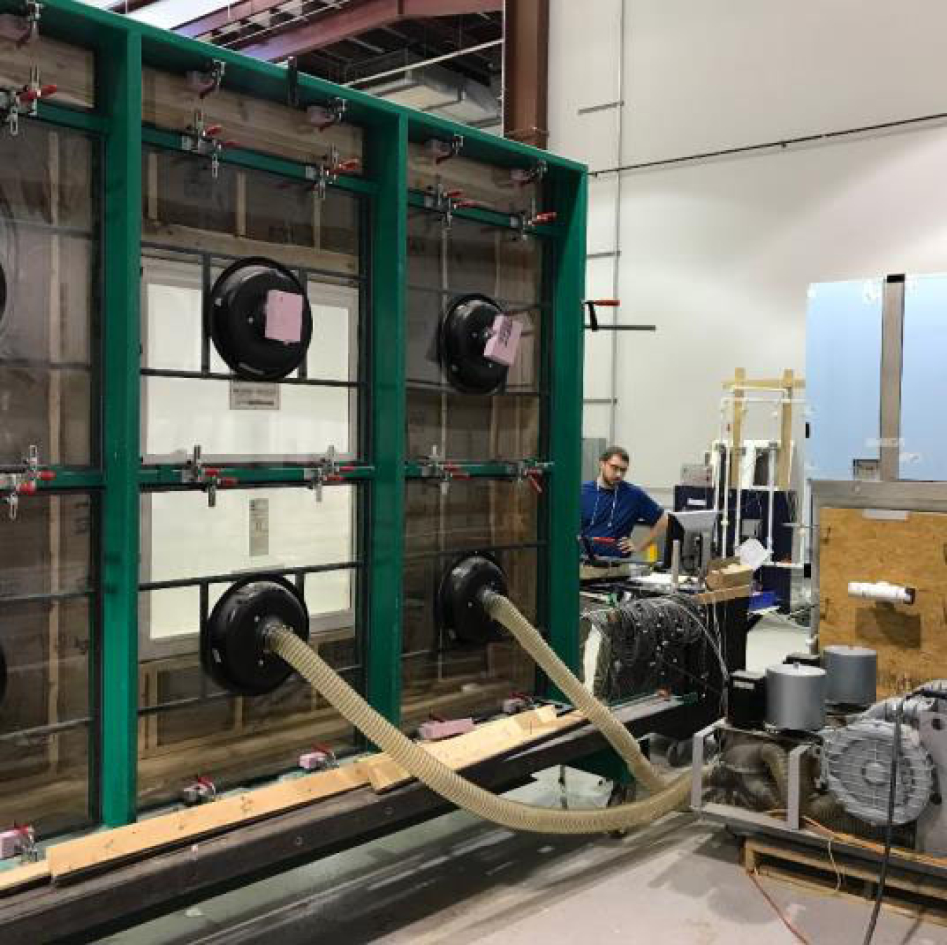 Four windows with insulation pipes attached.