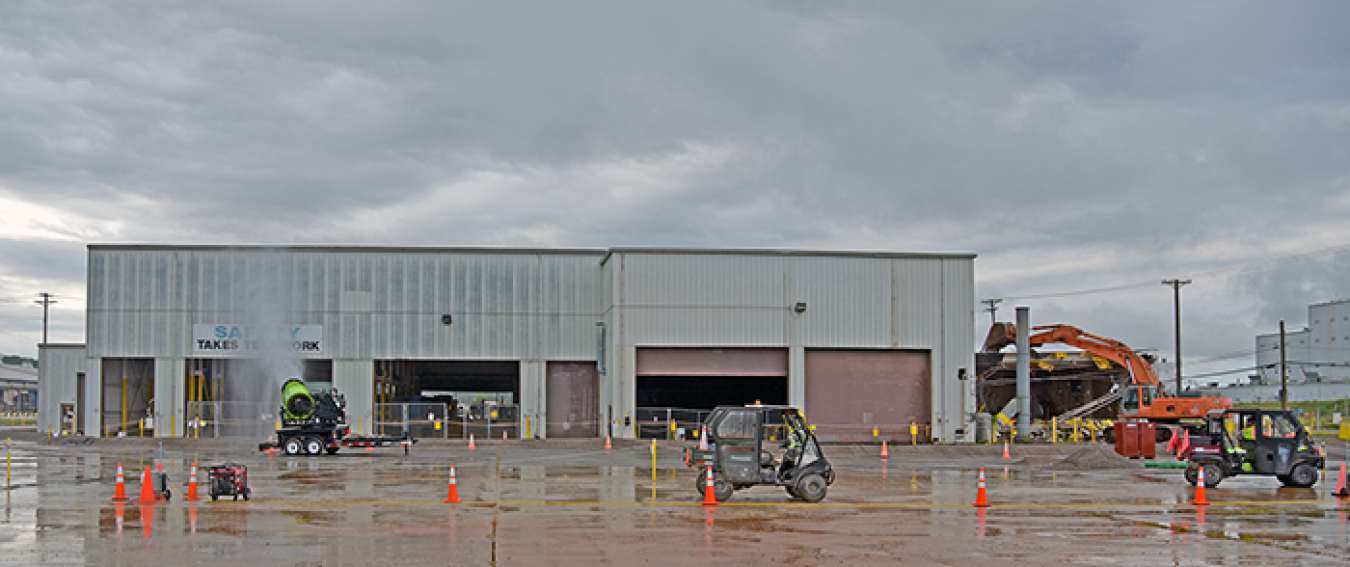 Demolition began on the 30,000-square-foot K-1423 Toll Enrichment Facility earlier this month.