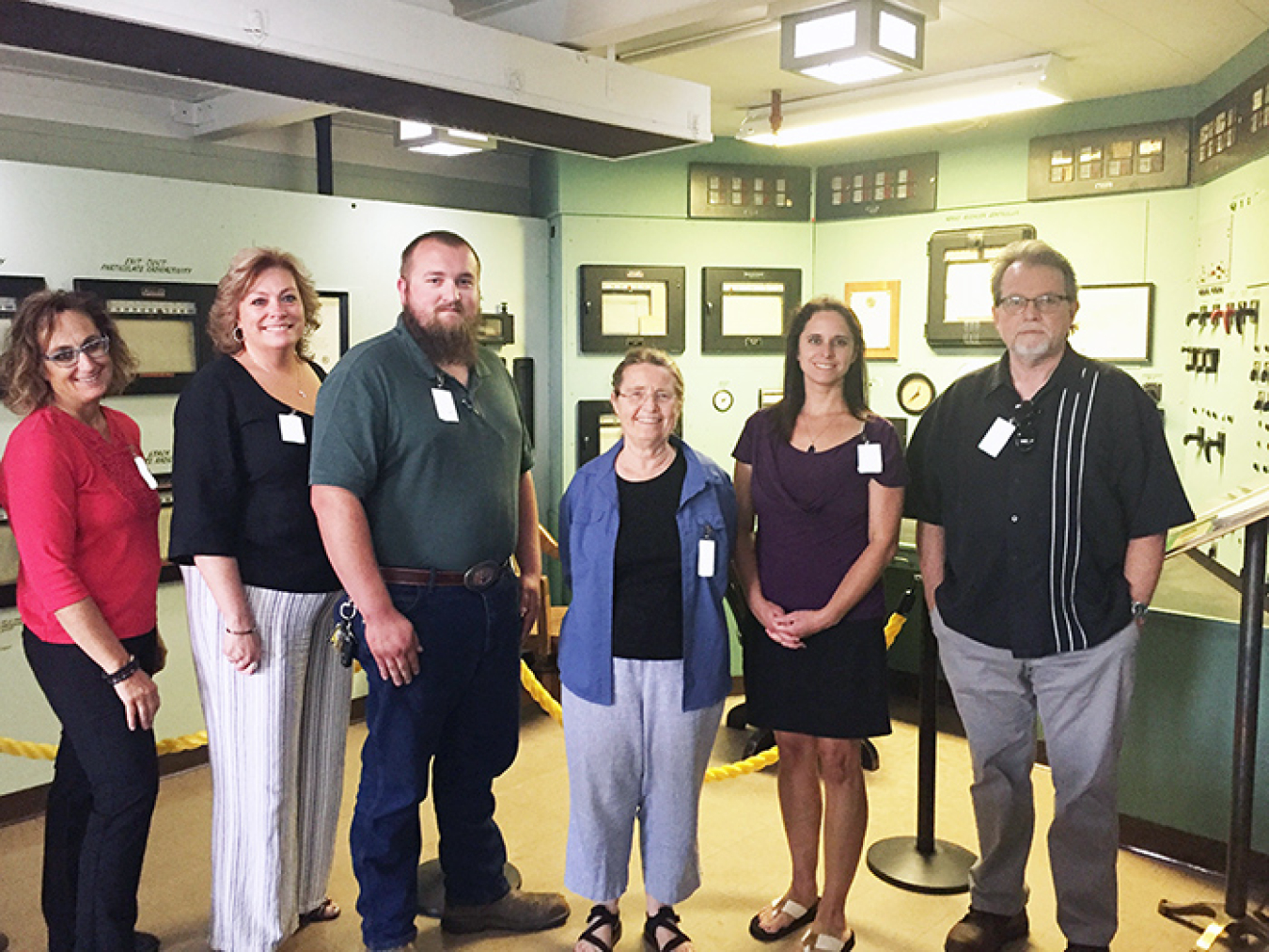 New Oak Ridge Site Specific Advisory Board members, from left, Georgette Samaras, Amy Jones, Noah Keebler, Harriett McCurdy, Andrea Browning, and Robert Whittaker visit the historic Graphite Reactor at Oak Ridge National Laboratory. 